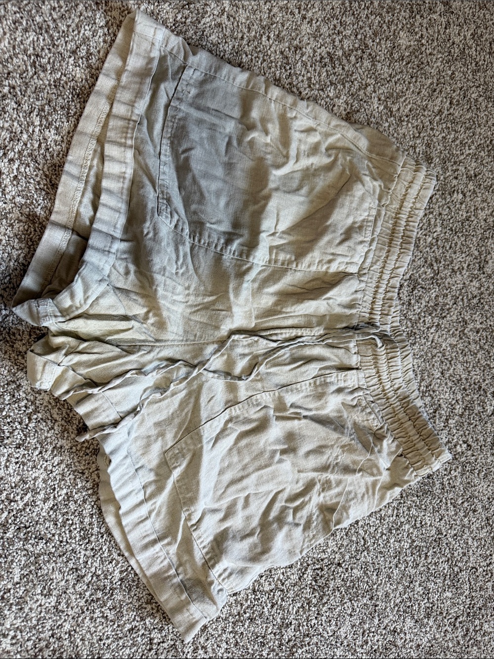 Universal Thread High Waist Linen-Blend Shorts in Light Beige